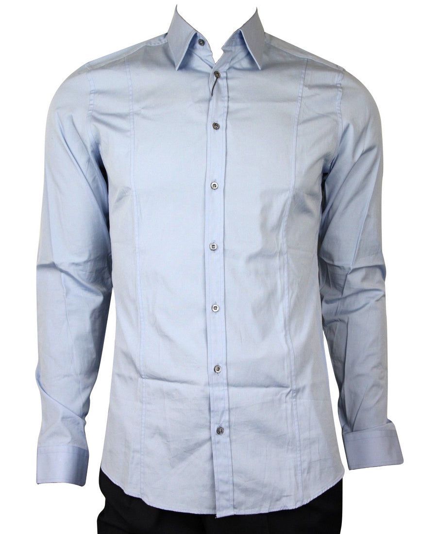 Gucci Men's Sky Blue Cotton Popeline Slim Fit Shirt