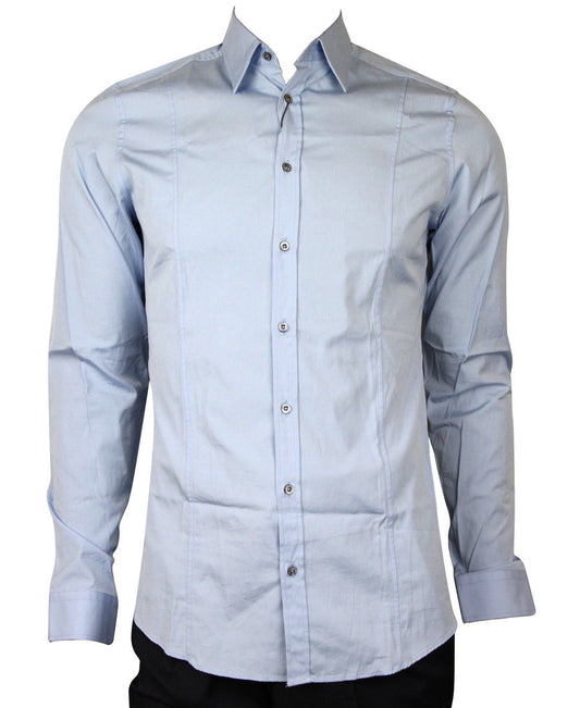 Gucci Men's Sky Blue Cotton Popeline Slim Fit Shirt
