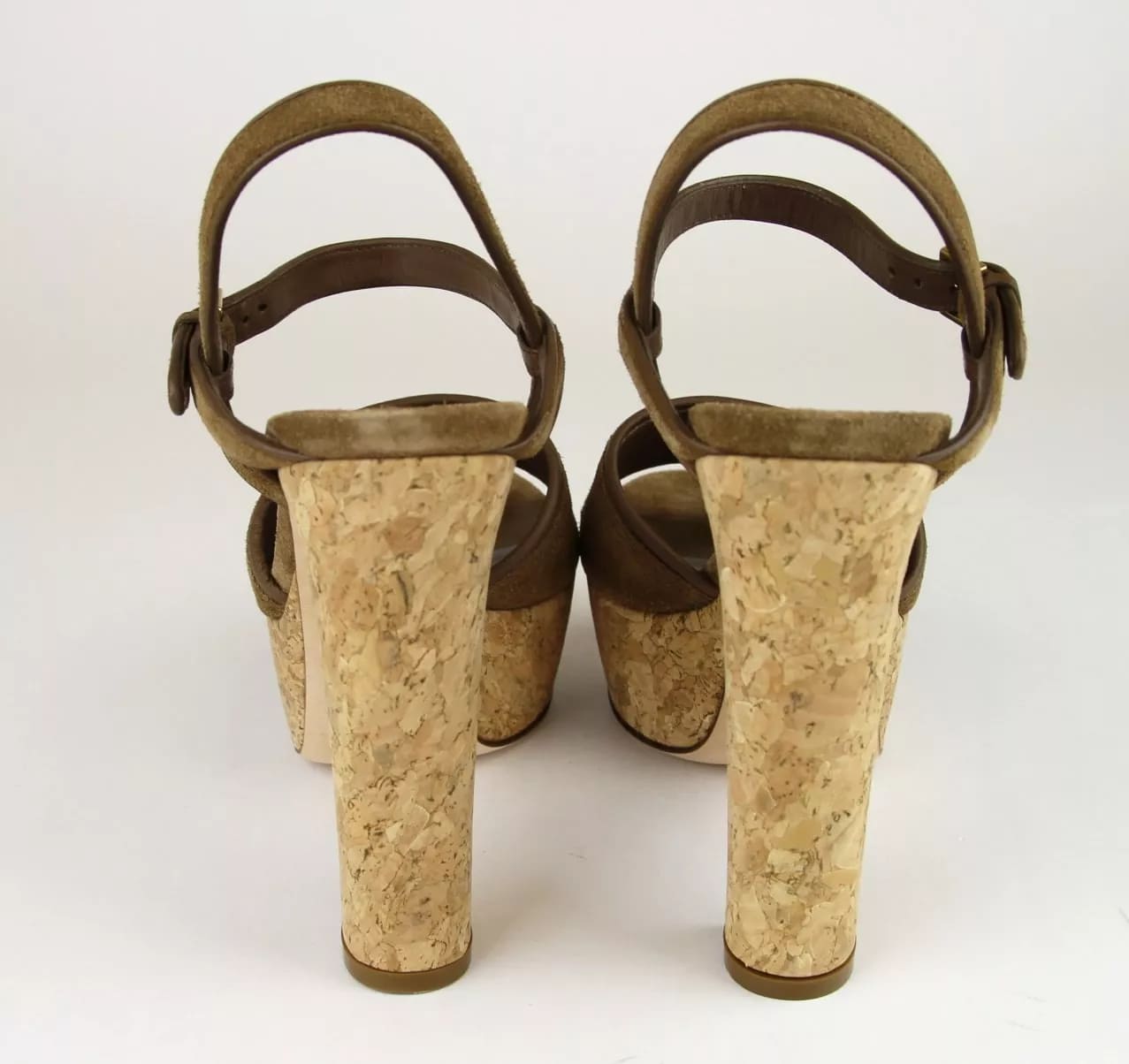 New  Gucci Danielle Suede Cork Platform Sandal, 38.5/8.5