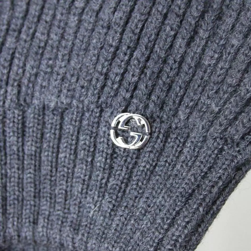 Gucci Gray/Black Interlocking G Wool Beanie Hat