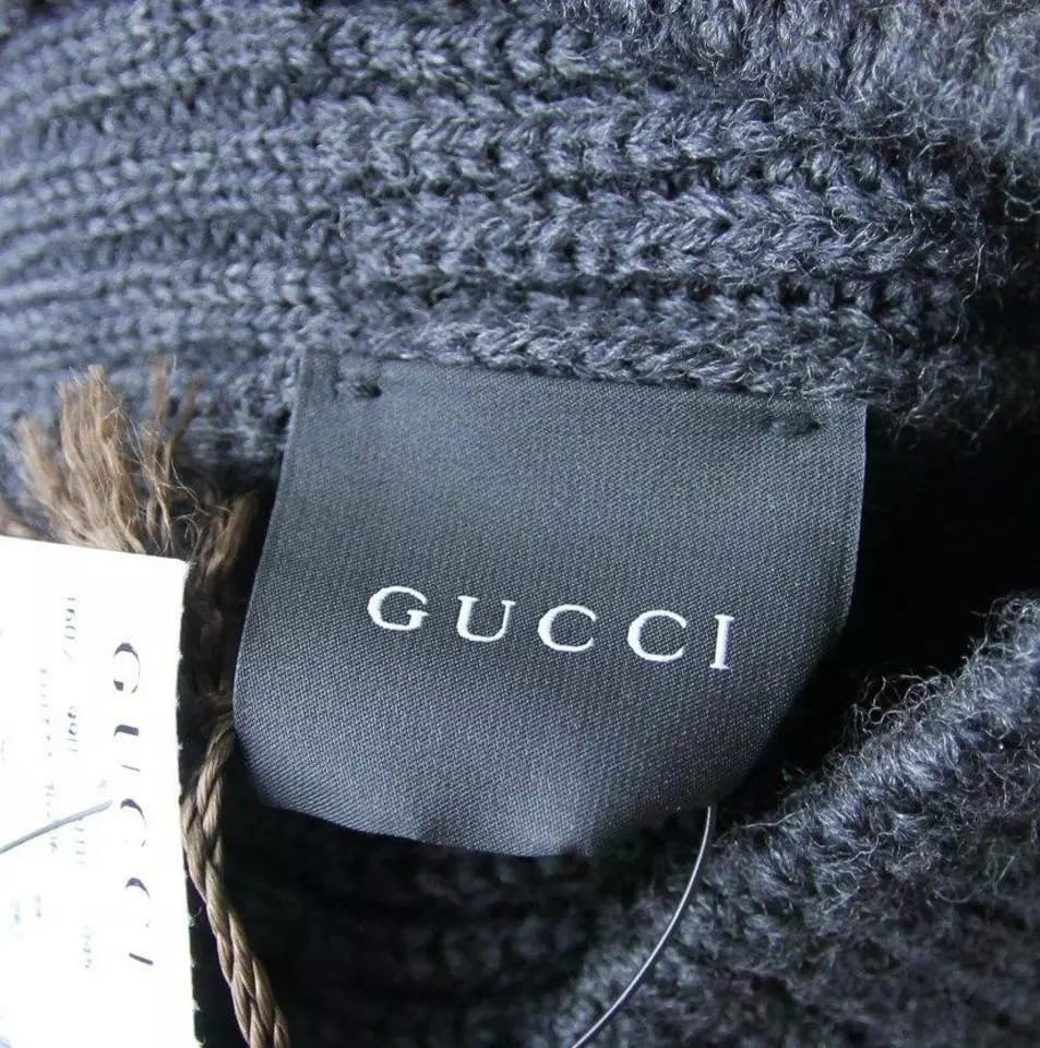 Gucci Gray/Black Interlocking G Wool Beanie Hat