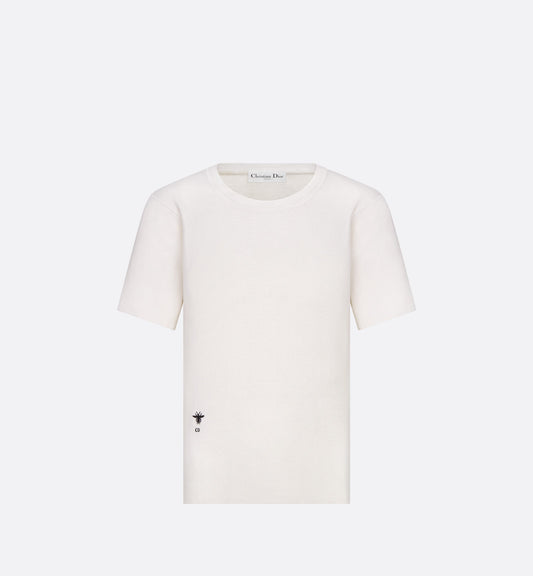 Short-Sleeved Sweater • Ecru Cashmere and Silk Knit