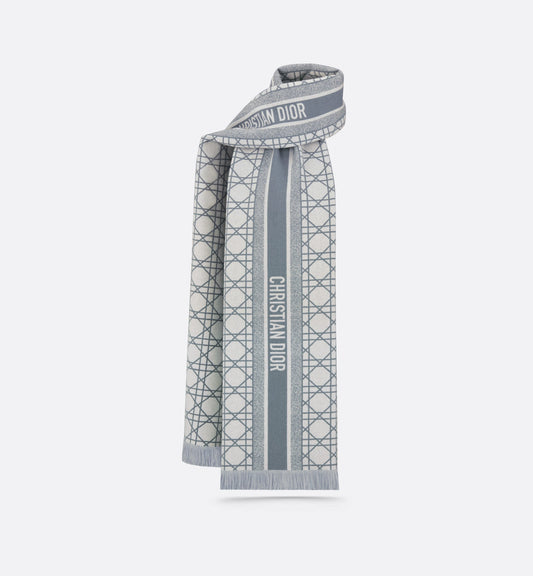 Dior Cannage Scarf • Light Blue and White Cashmere and Virgin Wool