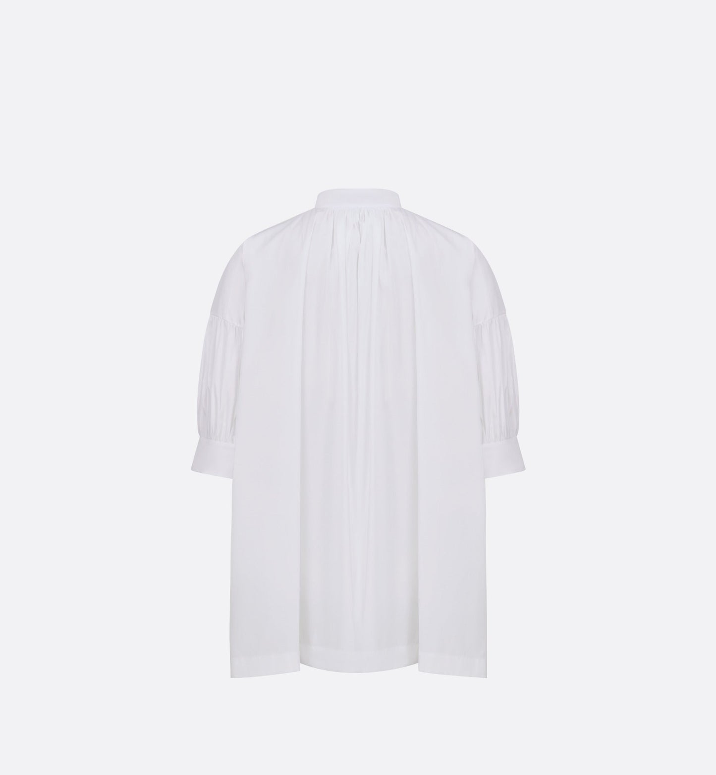 Three-Quarter Sleeve Pleated Blouse  • White Cotton Poplin