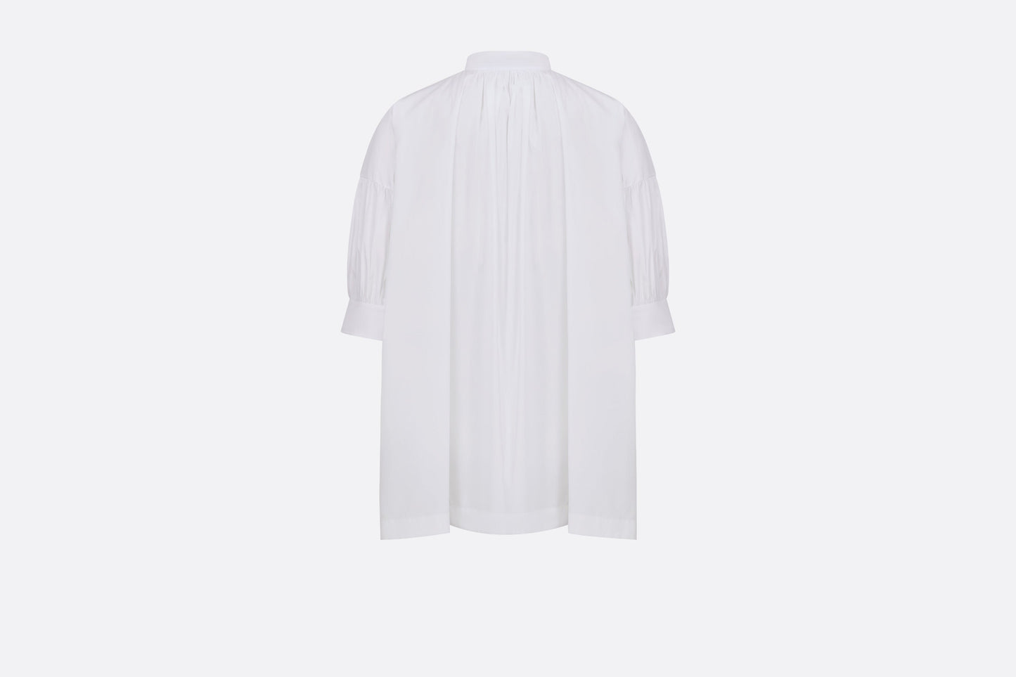 Three-Quarter Sleeve Pleated Blouse  • White Cotton Poplin