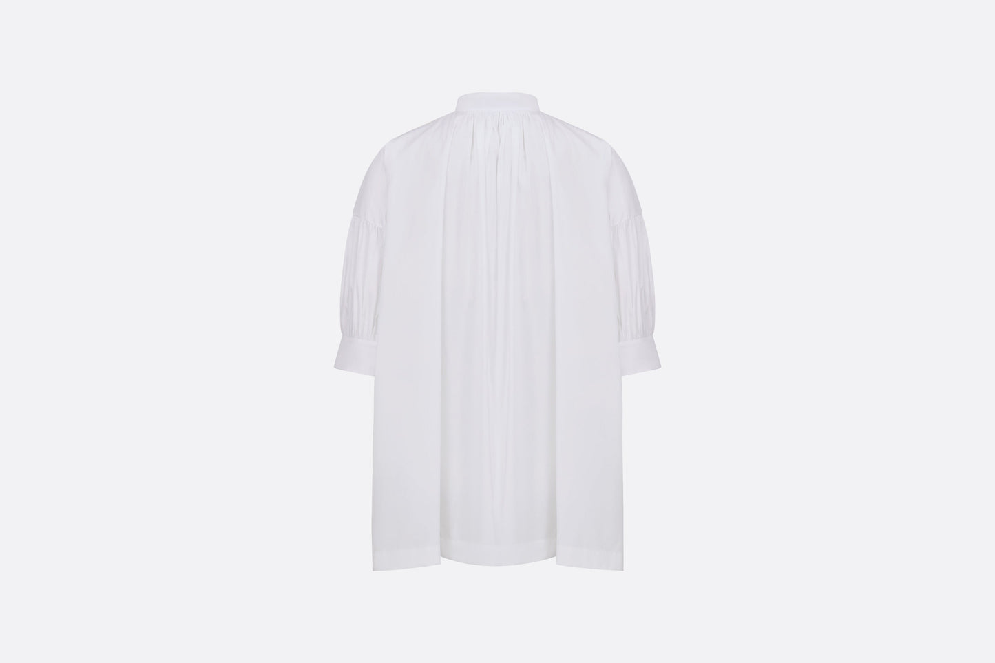 Three-Quarter Sleeve Pleated Blouse  • White Cotton Poplin