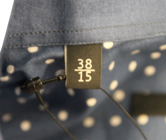 Gucci Men's Skinny Stripes Dots Blue Cotton Short Sleeve Shirt