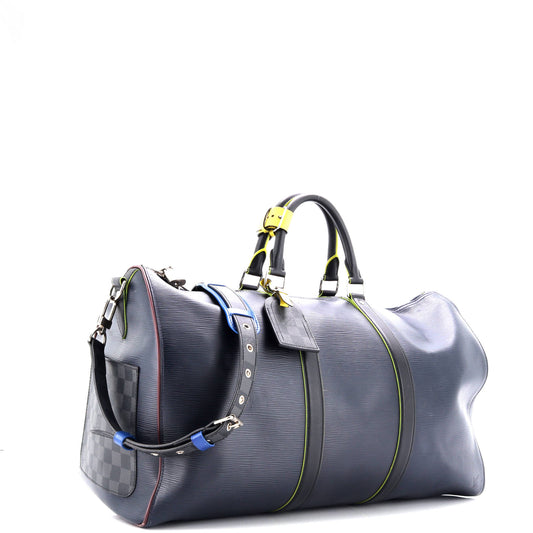 Keepall Bandouliere Bag Epi Leather with Damier Graphite 50