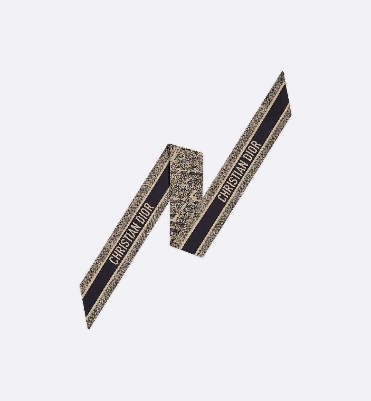 Plan de Paris Mitzah Scarf • Beige and Black Silk Twill