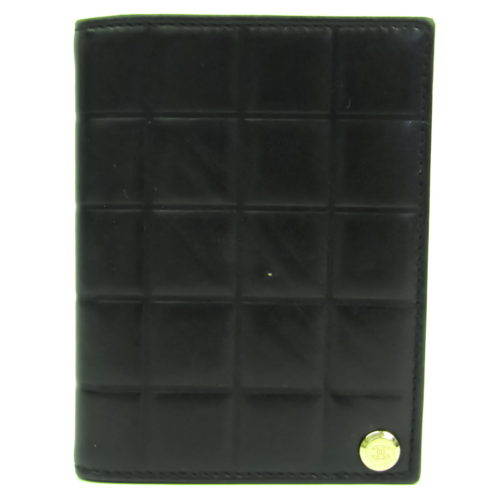 Chanel Black Leather Chocolate bar wallet accessories