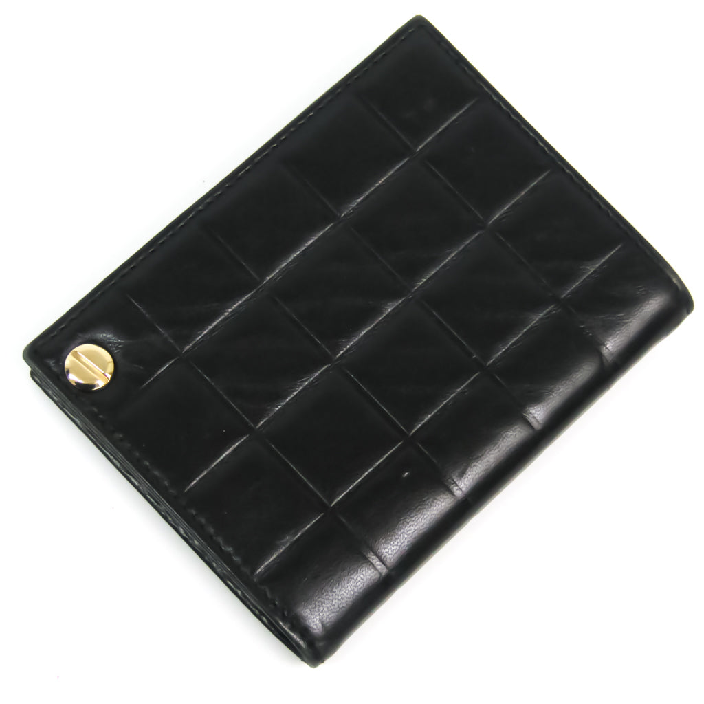 Chanel Black Leather Chocolate bar wallet accessories