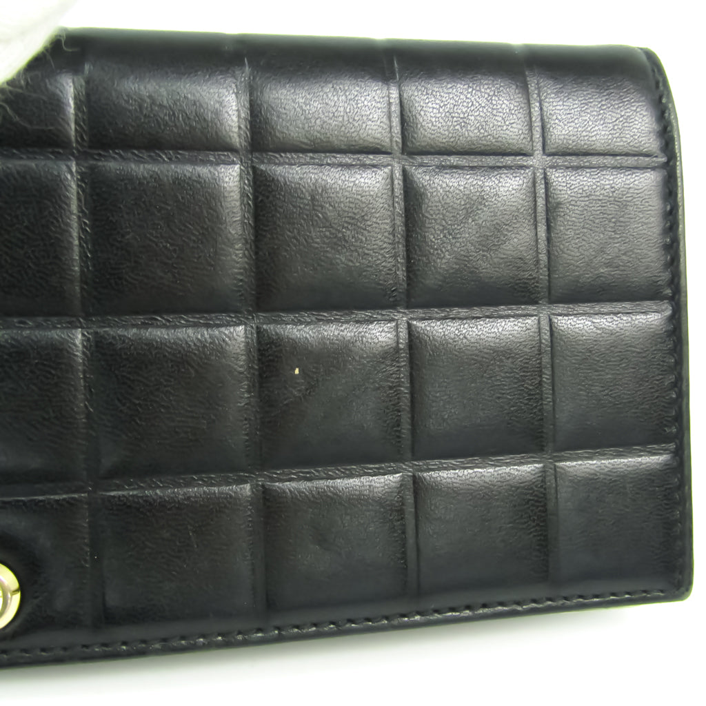 Chanel Black Leather Chocolate bar wallet accessories