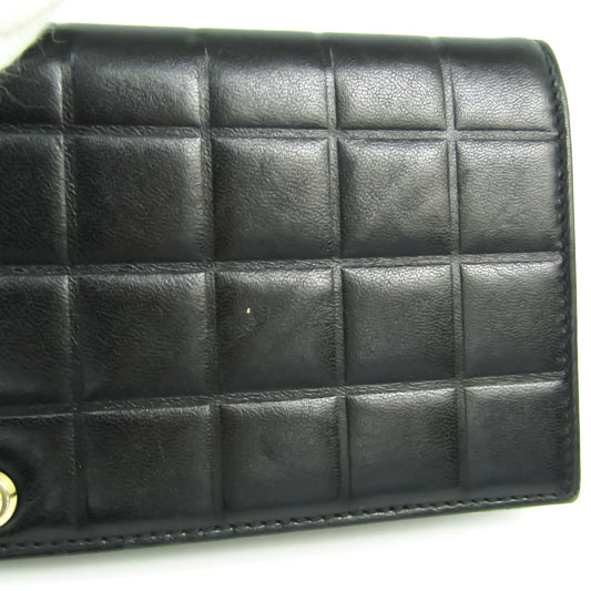 Chanel Black Leather Chocolate bar wallet accessories