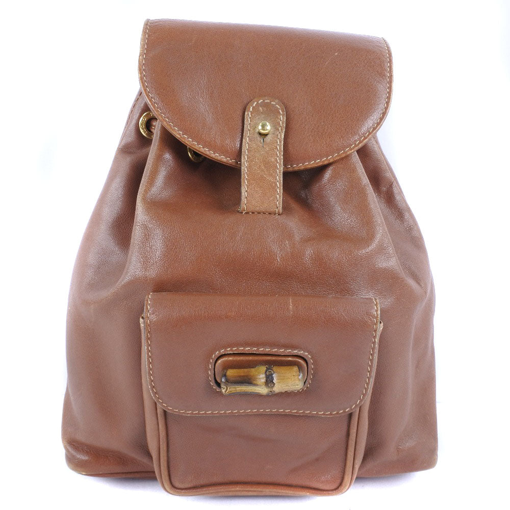 Gucci Bamboo Brown Pony-Style Calfskin Backpack Bag ()