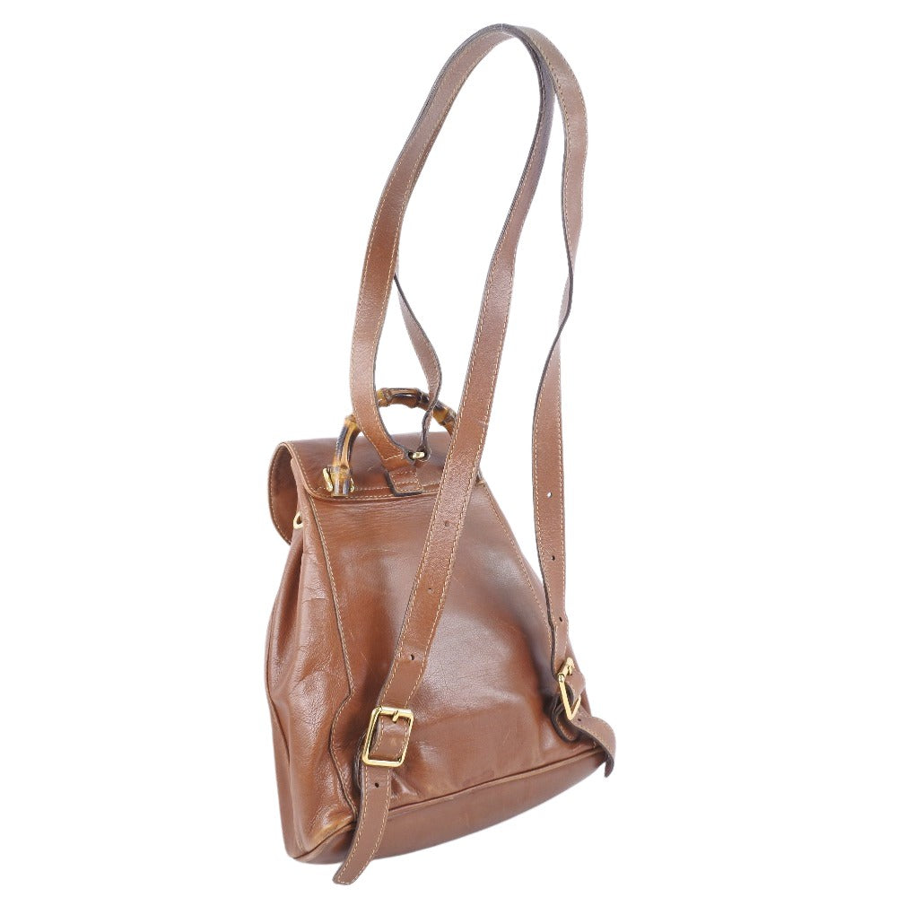 Gucci Bamboo Brown Pony-Style Calfskin Backpack Bag ()
