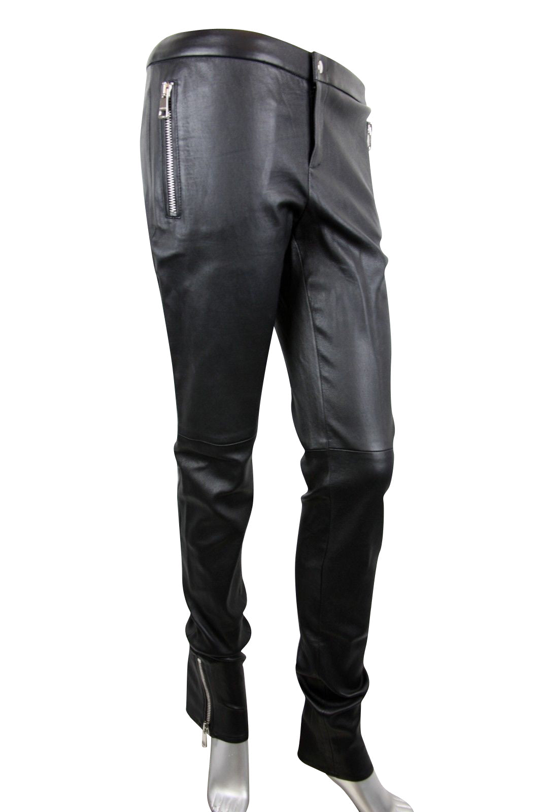 Gucci Women's Leggings Black Lamb Leather Stretch Pants