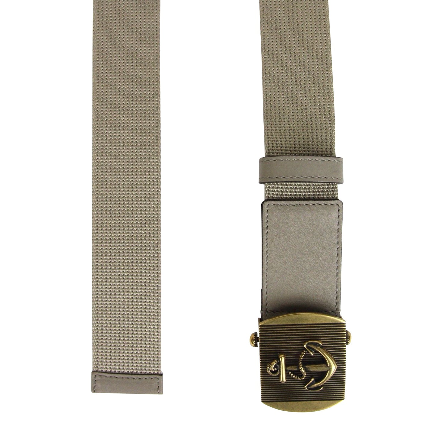 Gucci Men's Military Beige Fabric Belt Anchor Brass Buckle 375191 1523