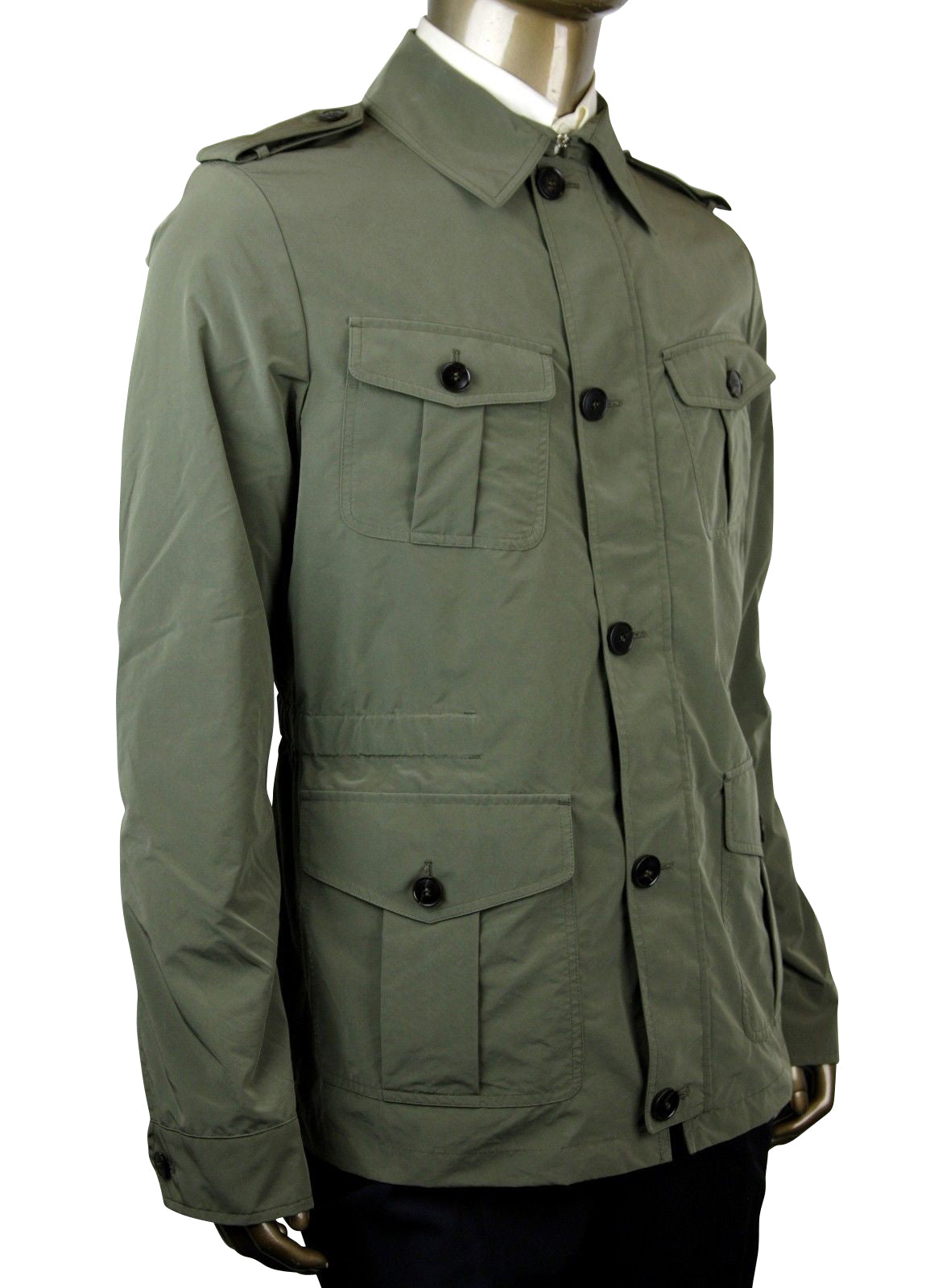 Gucci Men's Soft Popeline Army Green Polyester Polyamide Peacoat