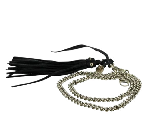 Gucci Women's Chain Tassel Gold / Black Leather Belt (80 / 32)