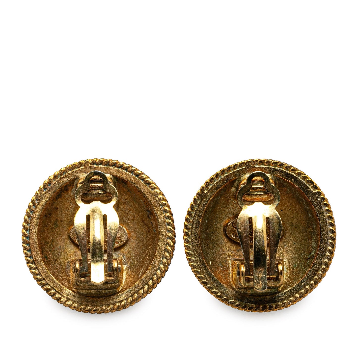 Gold Chanel Gold Plated CC Clip On Earrings