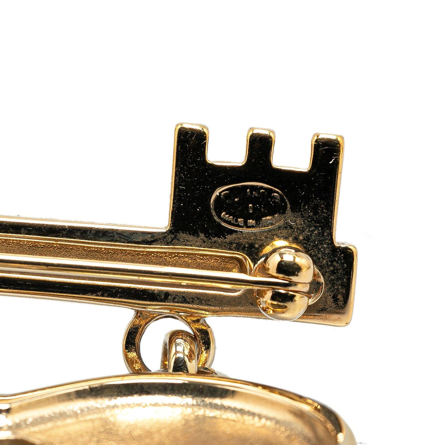 Gold Chanel Gold Plated Heart Lock and Key Brooch Pin