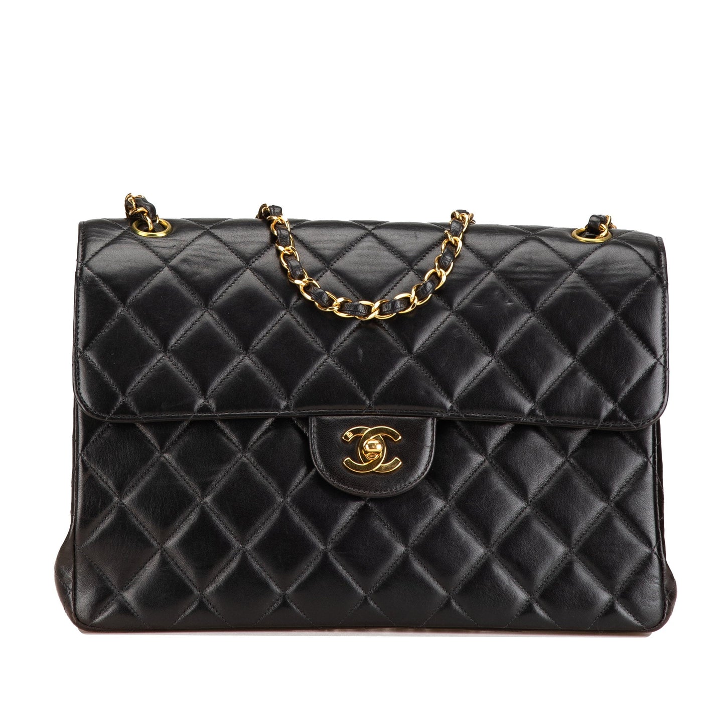 Black Chanel Jumbo Lambskin Double Sided Flap Shoulder Bag