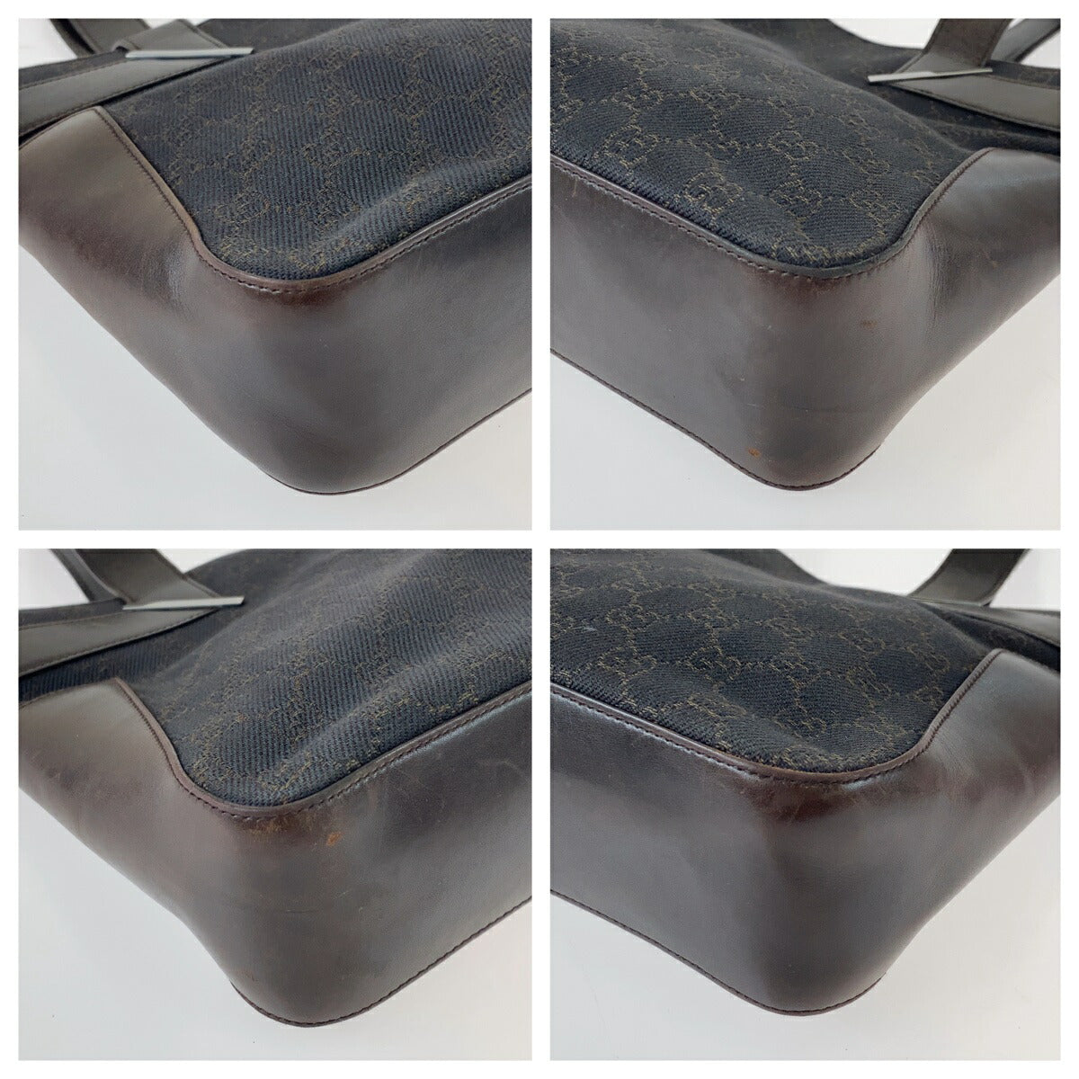 Gucci Brown GG Canvas Leather Tote Bag