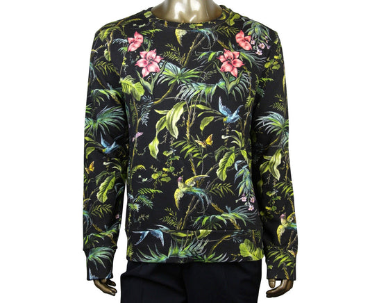 Gucci Men's Tropical Jungle Black / Green / Blue / Pink Felted Cotton Sweatshirt