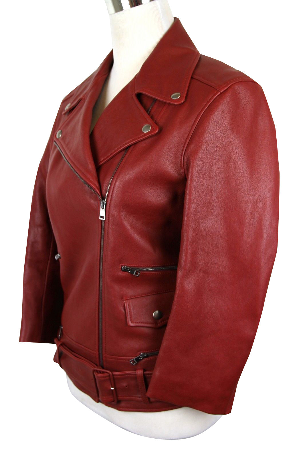 Gucci Women's Quilted Lining Red Biker Leather Jacket (G 38)