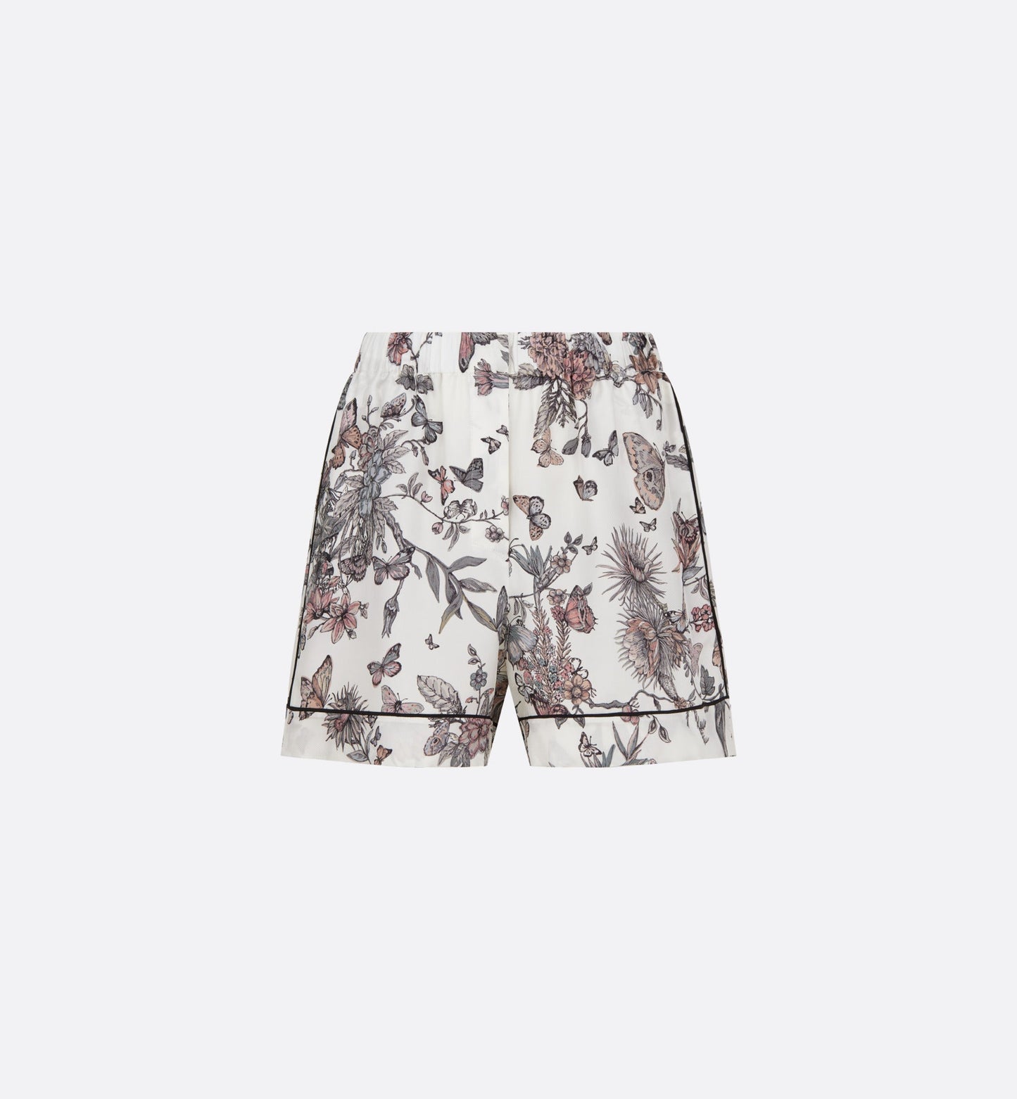 Shorts • White and Pastel Pink Toile de Jouy Mexico Silk Twill