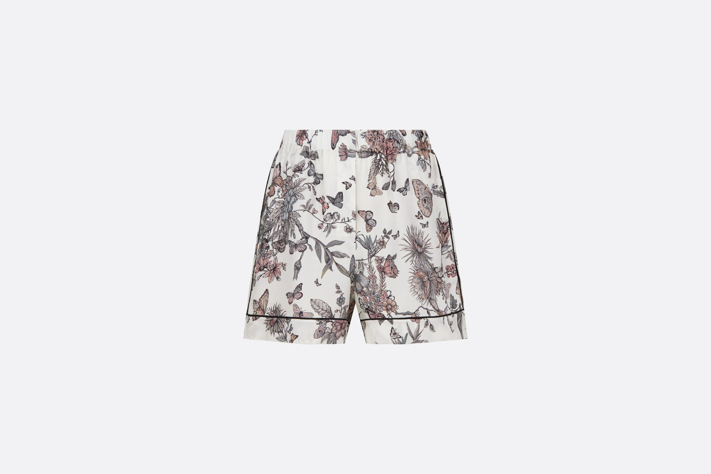 Shorts • White and Pastel Pink Toile de Jouy Mexico Silk Twill