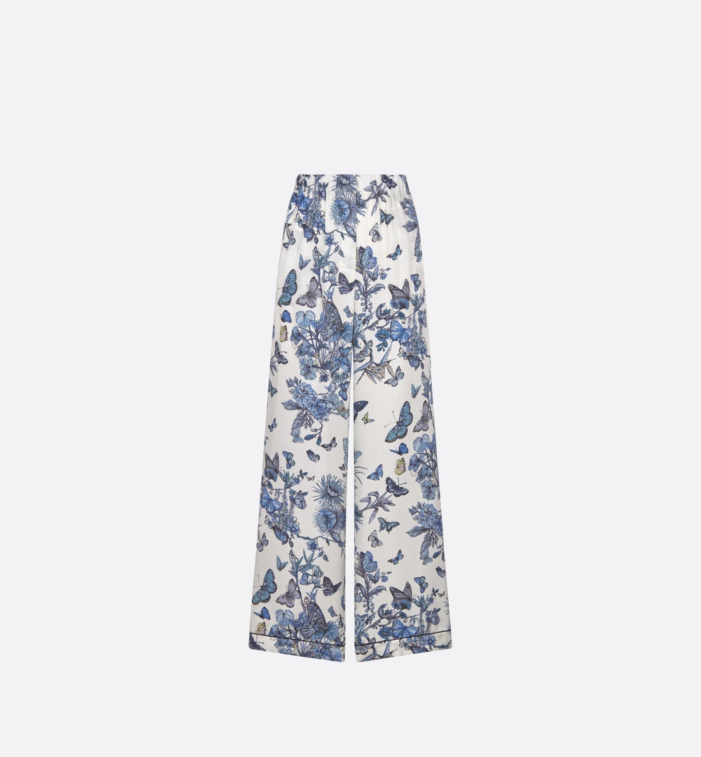 Pants • White and Pastel Midnight Blue Toile de Jouy Mexico Silk Twill