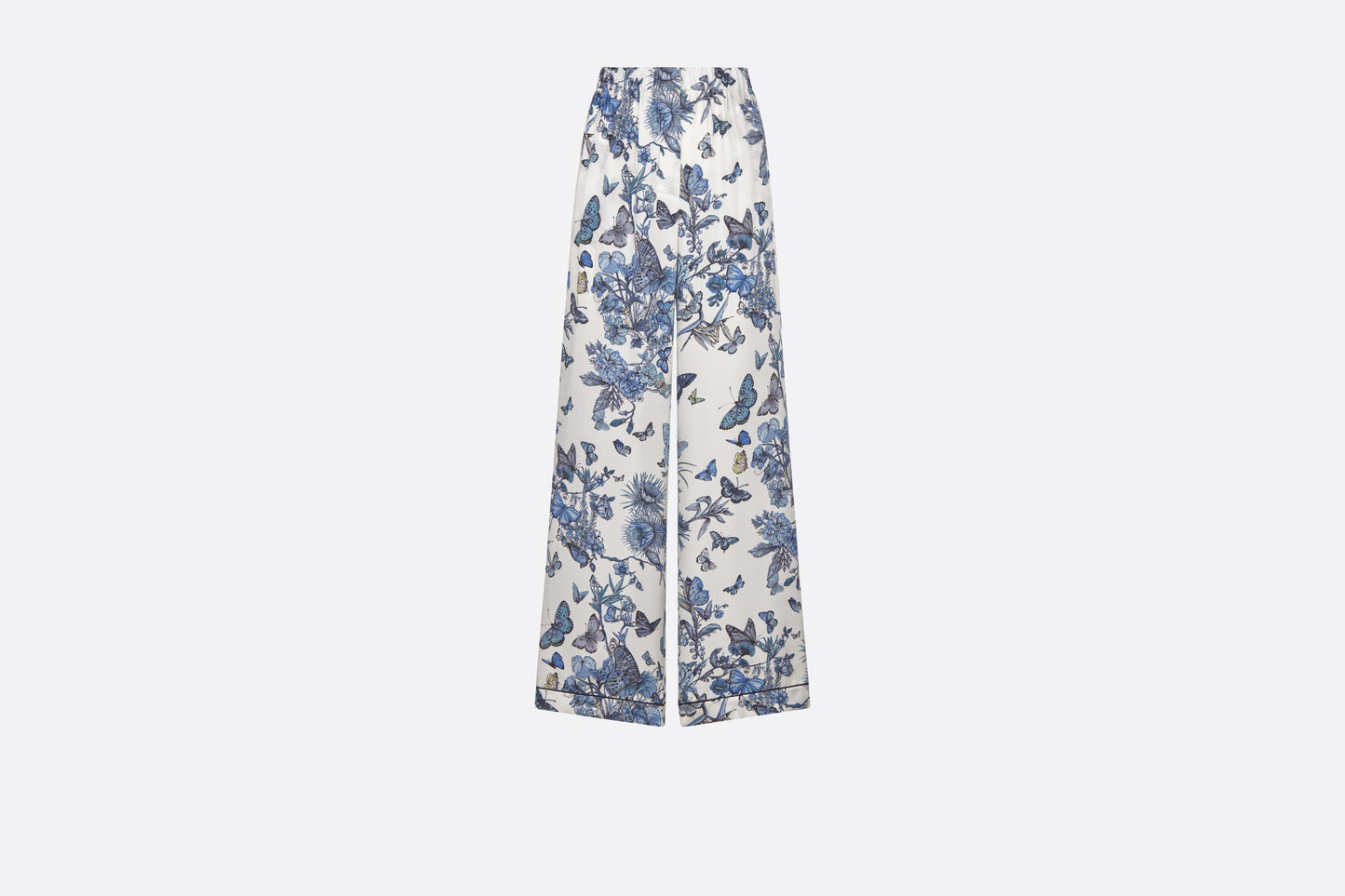 Pants • White and Pastel Midnight Blue Toile de Jouy Mexico Silk Twill