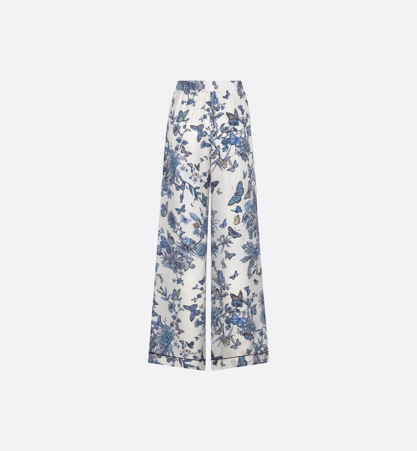 Pants • White and Pastel Midnight Blue Toile de Jouy Mexico Silk Twill