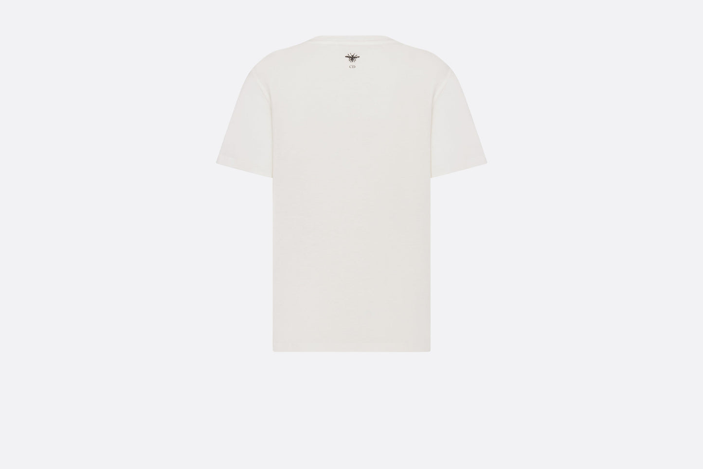 T-Shirt • White Cotton and Linen Jersey with Pastel Midnight Blue Butterfly Around The World Motif