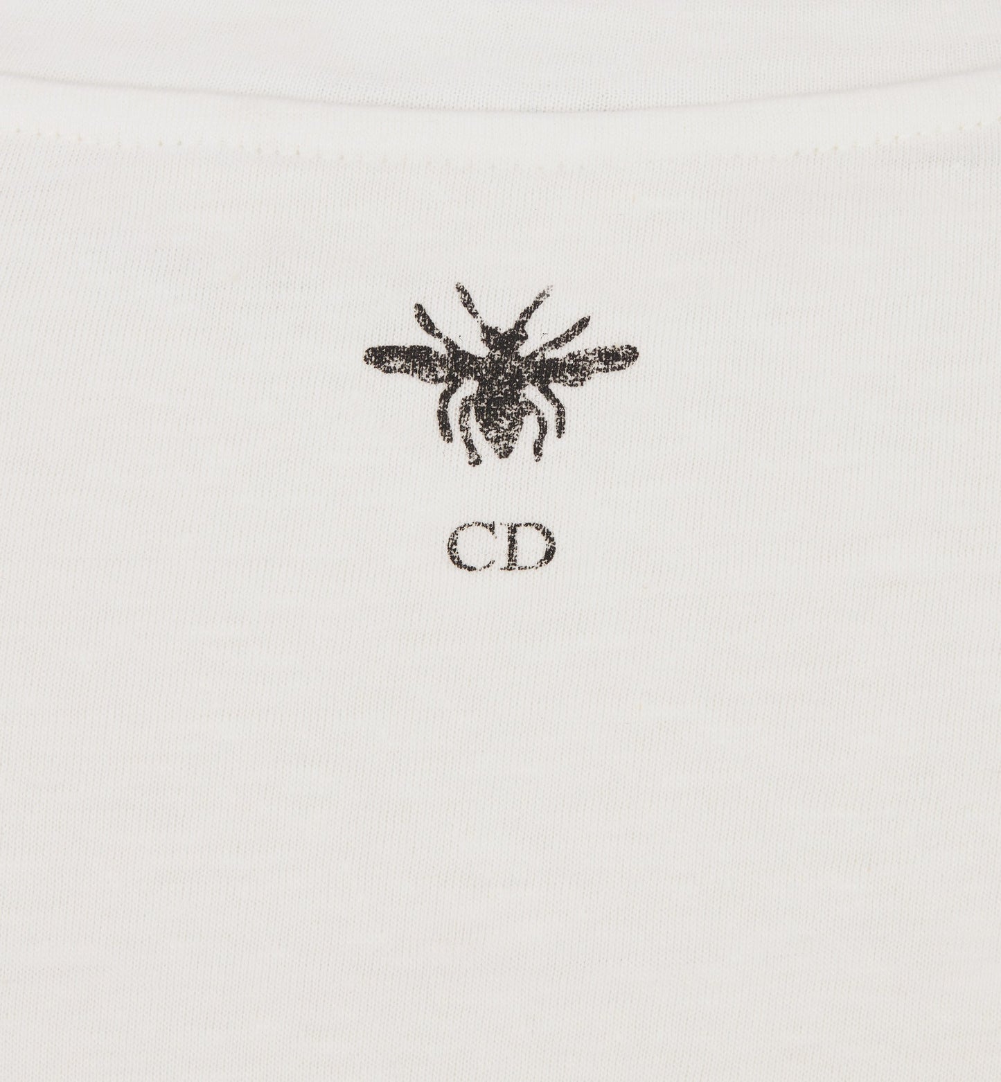 T-Shirt • White Cotton and Linen Jersey with Pastel Midnight Blue Butterfly Around The World Motif