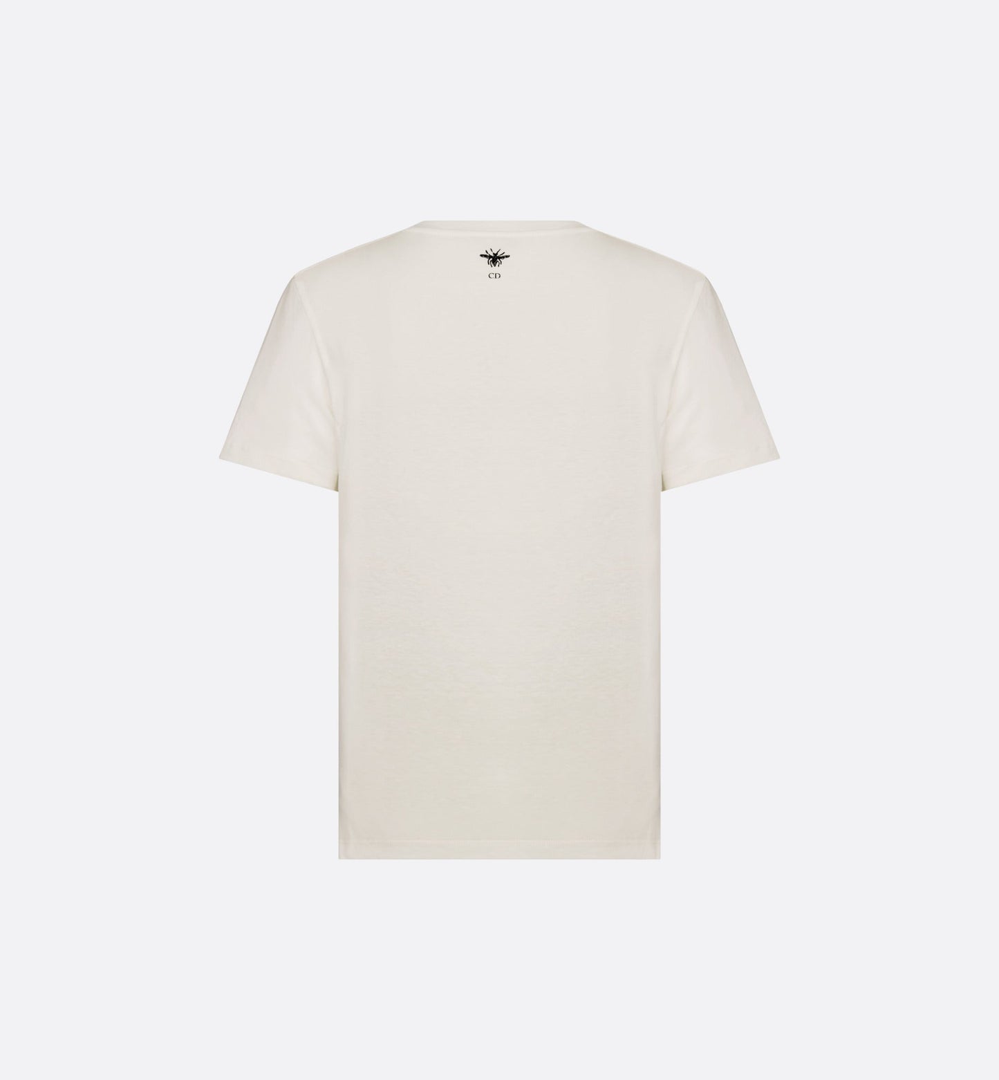 T-Shirt • White Cotton Jersey with Gold-Tone Butterfly Around the World Motif