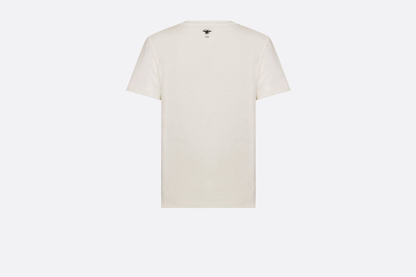 T-Shirt • White Cotton Jersey with Gold-Tone Butterfly Around the World Motif