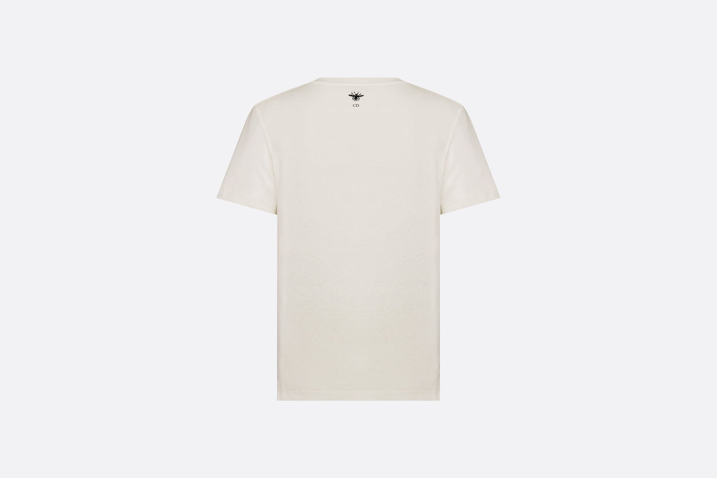 T-Shirt • White Cotton Jersey with Gold-Tone Butterfly Around the World Motif