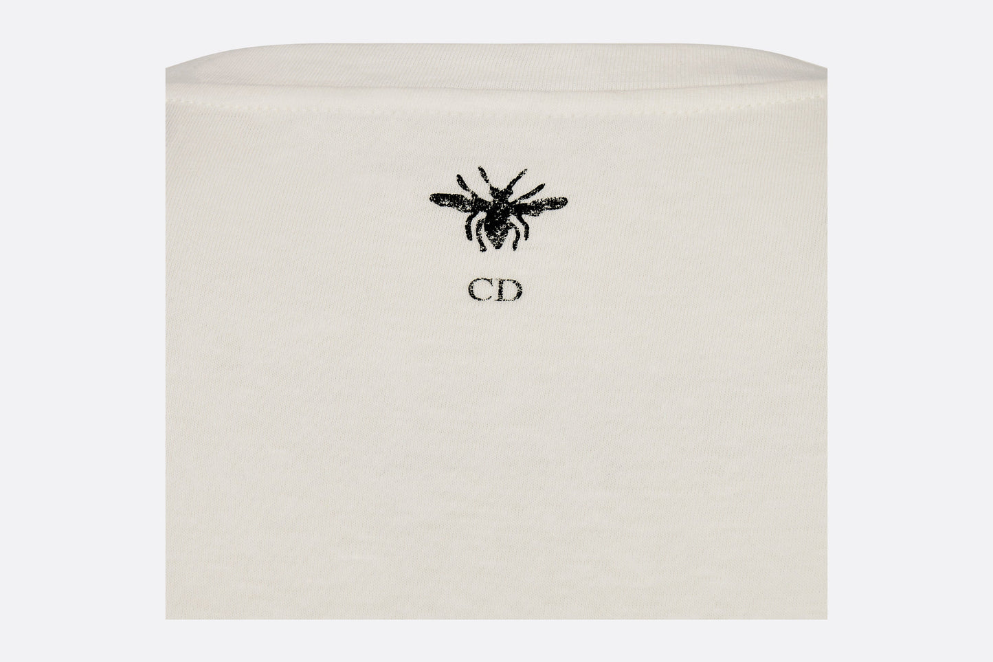 T-Shirt • White Cotton Jersey with Gold-Tone Butterfly Around the World Motif