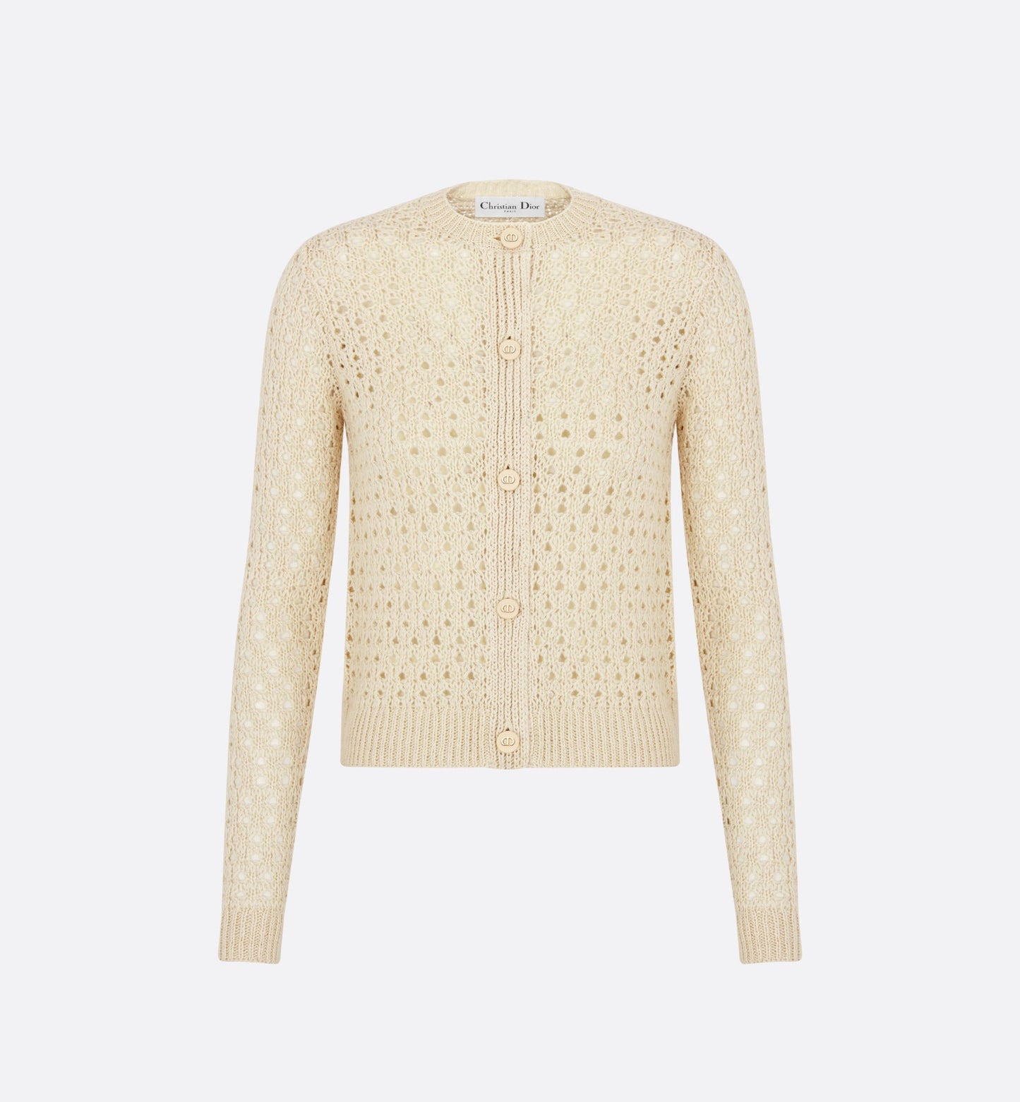 Cannage Cardigan • Ecru Alpaca, Cashmere and Silk Openwork Knit