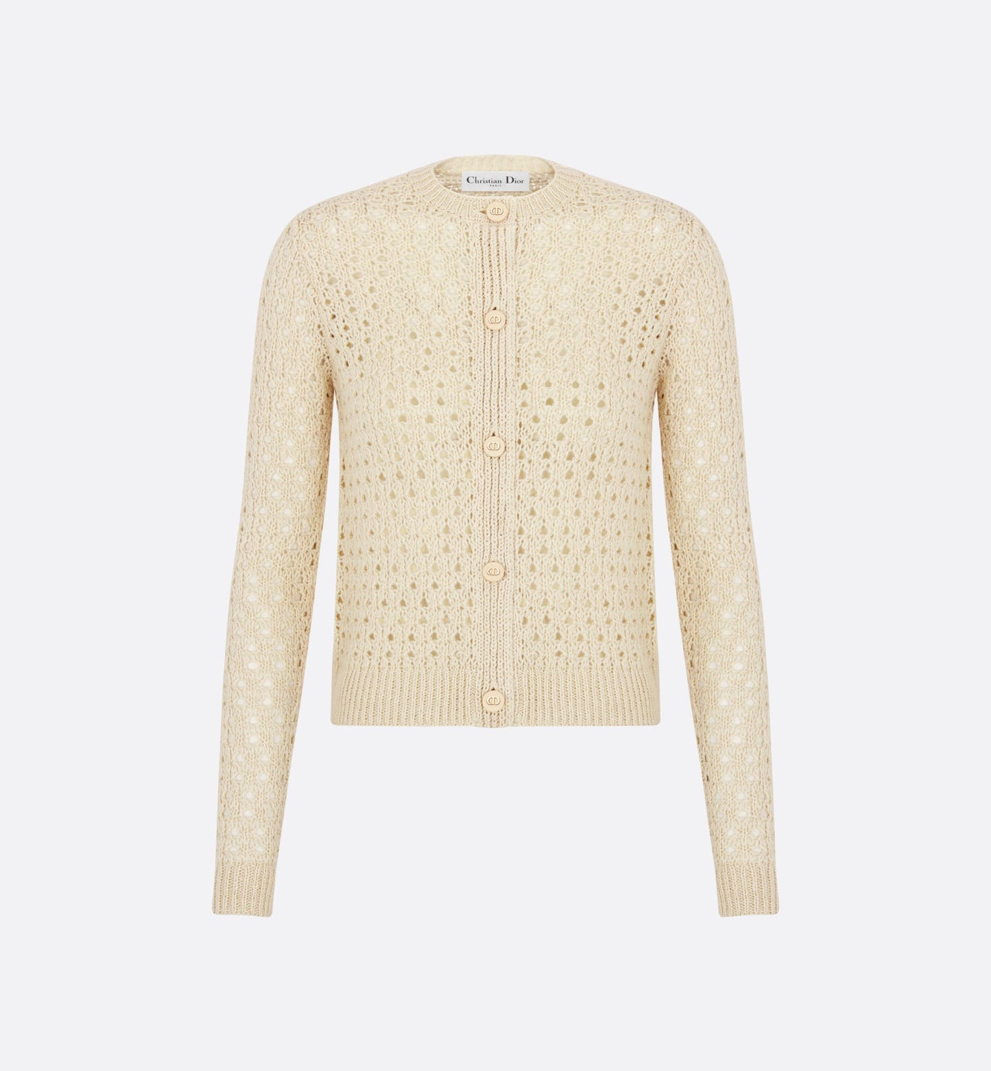 Cannage Cardigan • Ecru Alpaca, Cashmere and Silk Openwork Knit