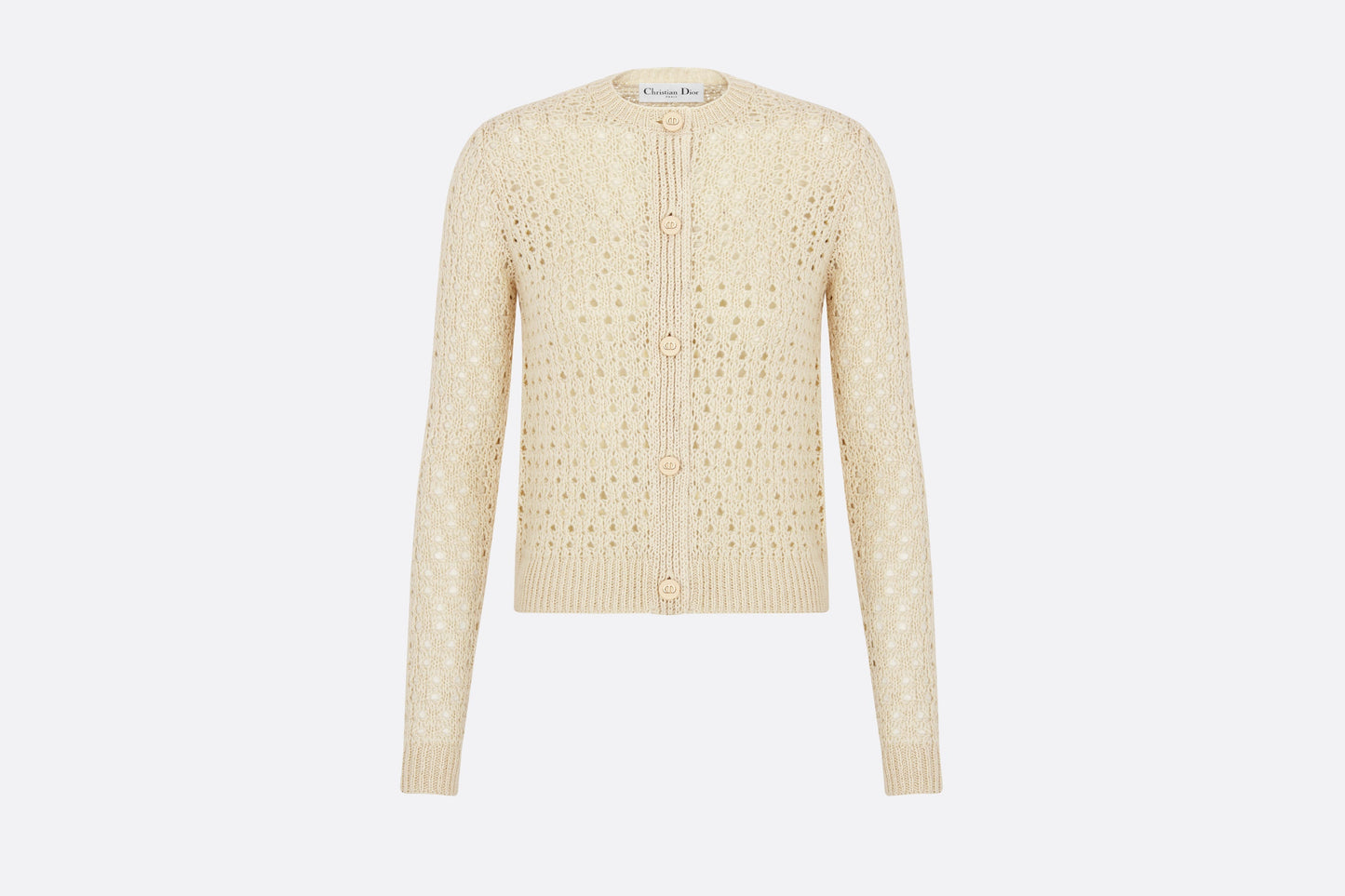 Cannage Cardigan • Ecru Alpaca, Cashmere and Silk Openwork Knit