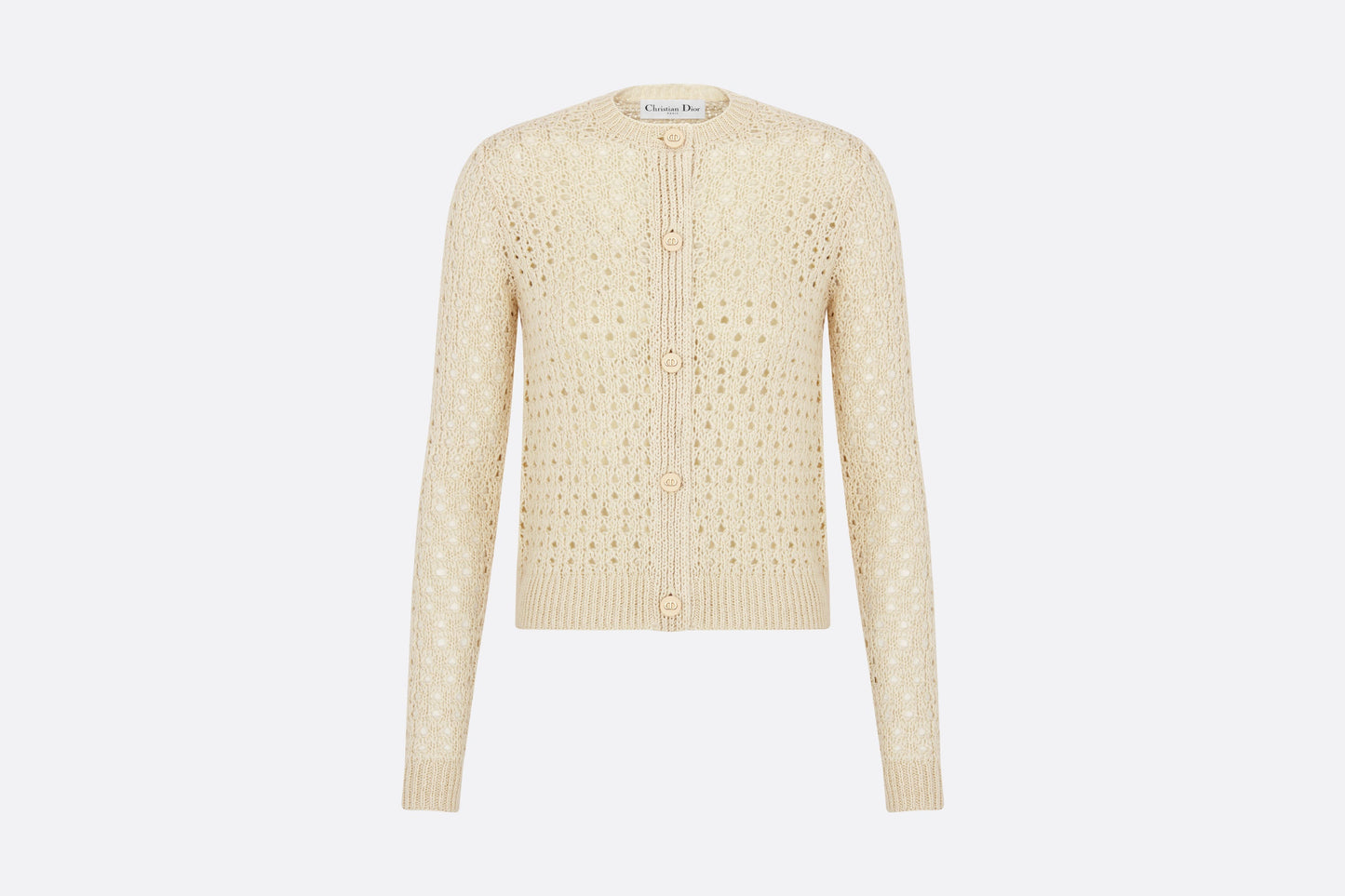 Cannage Cardigan • Ecru Alpaca, Cashmere and Silk Openwork Knit