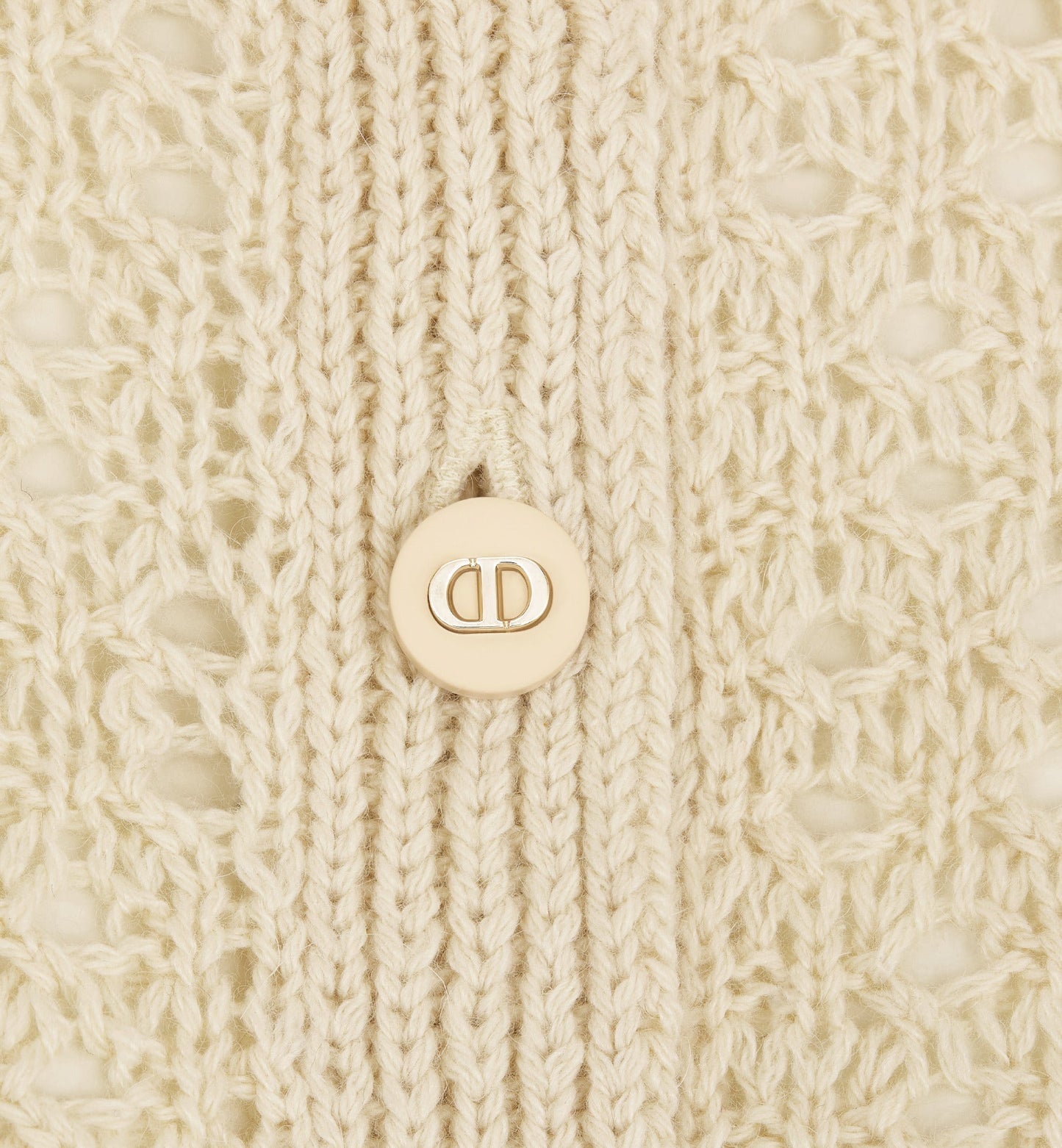 Cannage Cardigan • Ecru Alpaca, Cashmere and Silk Openwork Knit