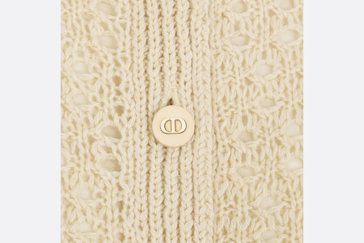 Cannage Cardigan • Ecru Alpaca, Cashmere and Silk Openwork Knit