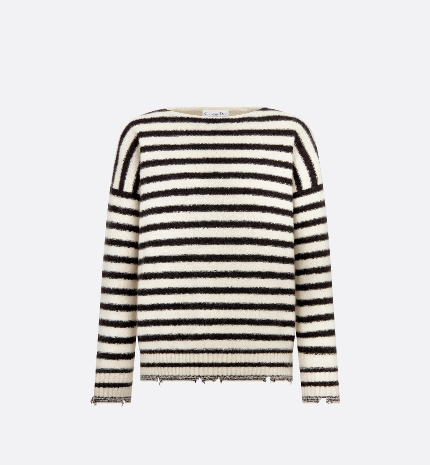 Dior Marinière Sweater • White and Black Cashmere, Silk and Mohair Knit with Butterfly Motif