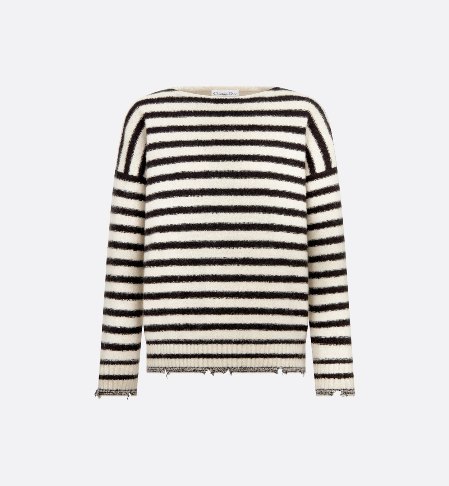 Dior Marinière Sweater • White and Black Cashmere, Silk and Mohair Knit with Butterfly Motif