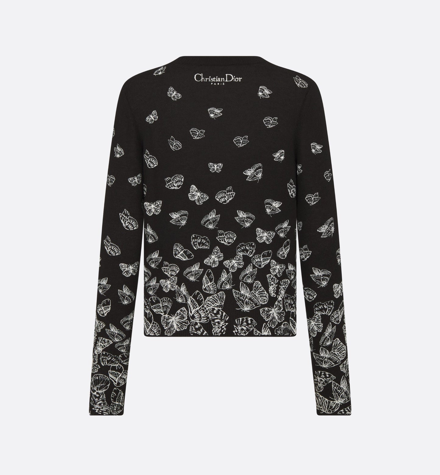 Sweater • Black Wool and Cashmere Knit with Gradient Butterflies Motif