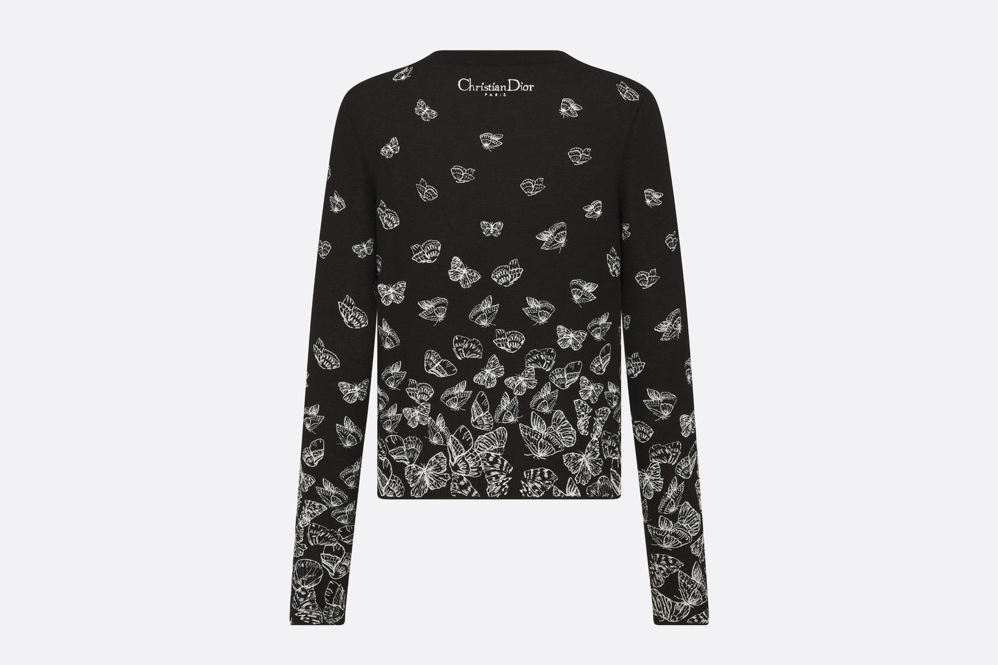 Sweater • Black Wool and Cashmere Knit with Gradient Butterflies Motif